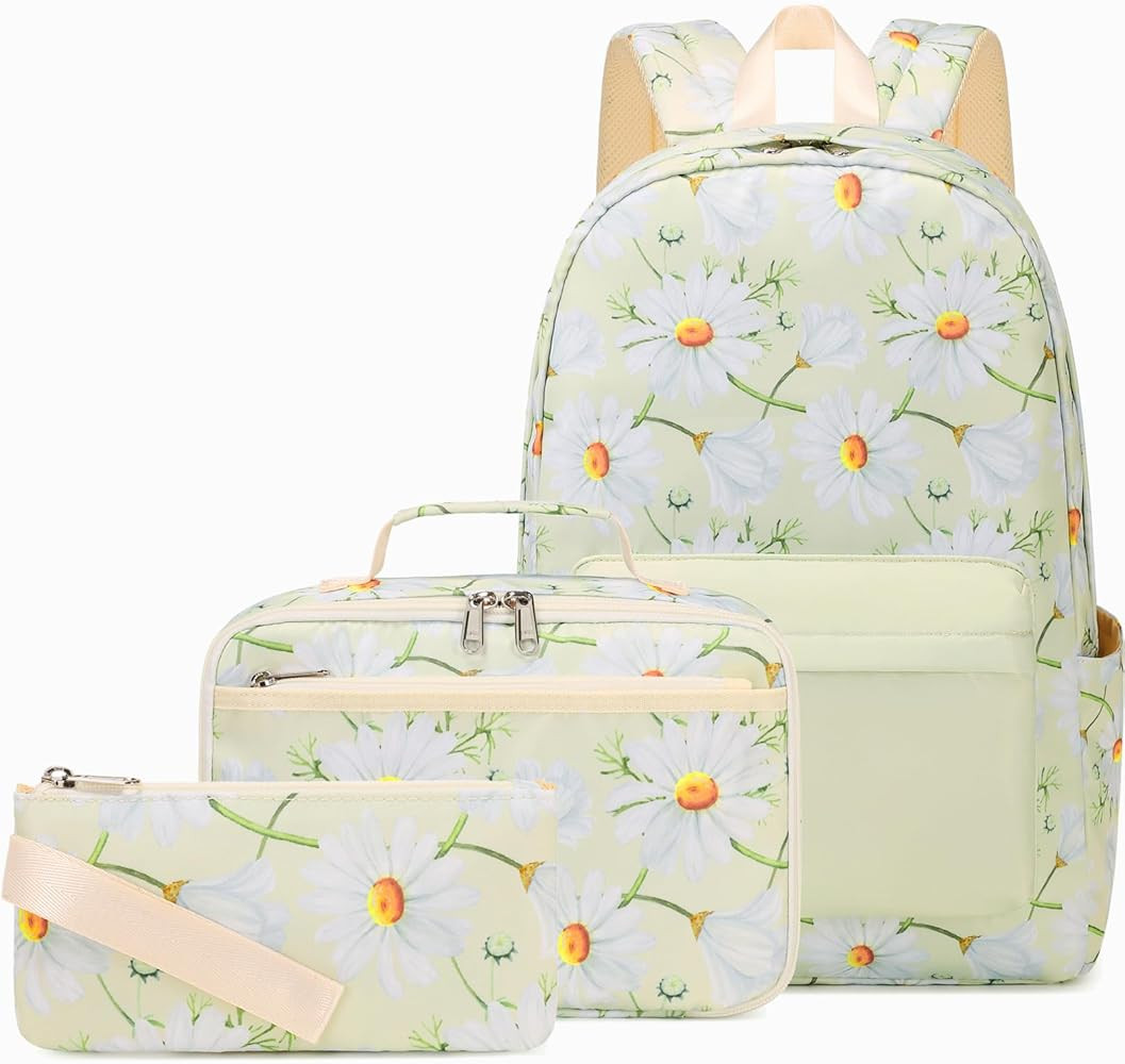 School Backpack for Girls Teens Bookbag with Lunch Box Pencil Case Kids Backpack Elementary Middl... | Amazon (US)