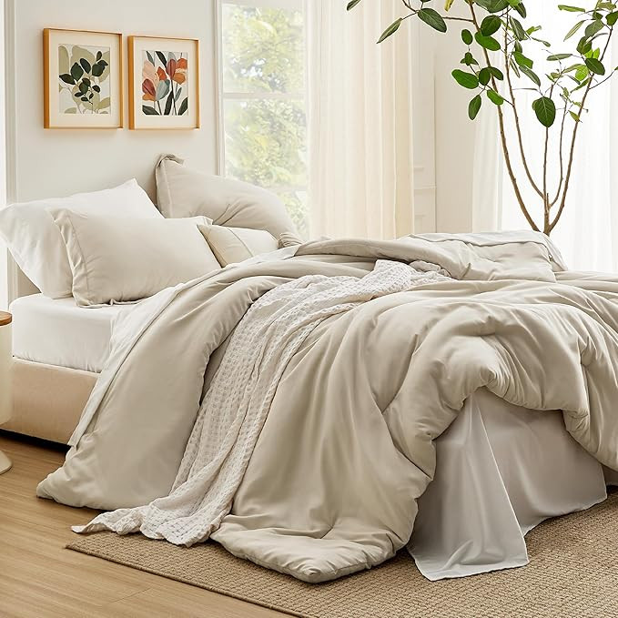 Bedsure Queen Comforter Set Beige, 7 Pieces Boho Bed in a Bag Queen Size, Gift for Christmas Cont... | Amazon (US)