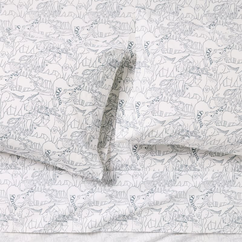 Explorer Animals Organic Cotton Kids Queen Sheet Set | Crate & Kids | Crate & Barrel