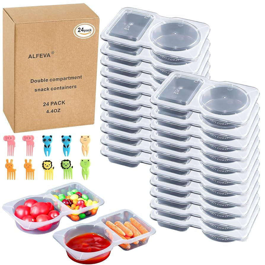 24 Pcs reusable snack containers with Lids, snack containers for kids adults10 Forks,snack pack c... | Amazon (US)