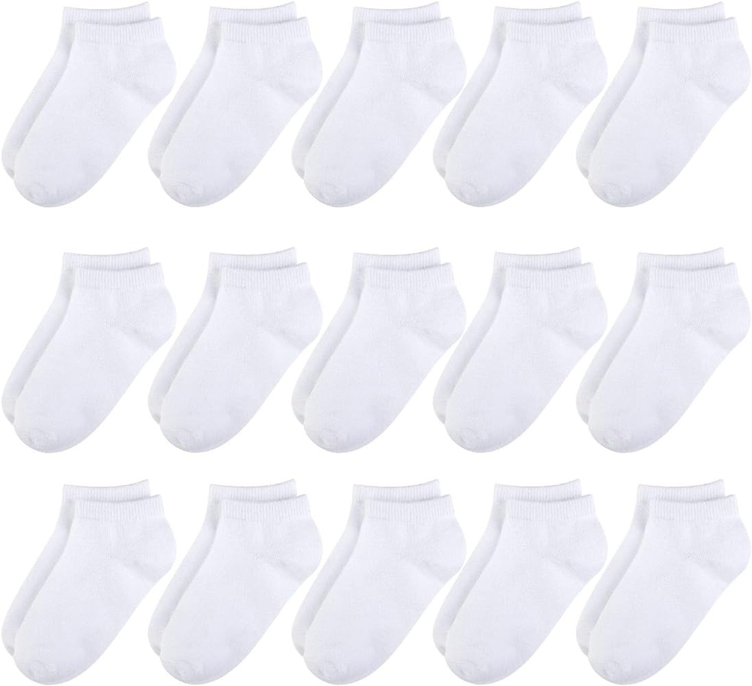BOOPH 15 Pcs Kids Socks for Boys Girls Half Cushion Low Cut Athletic Ankle Socks | Amazon (US)