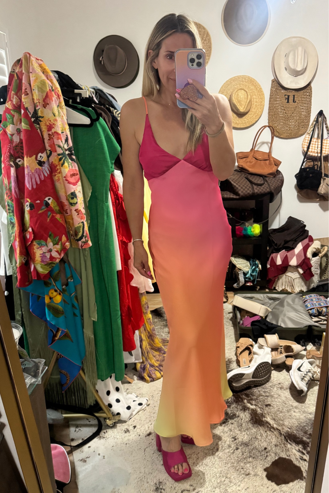 This was my other option for my friend’s sunset 🌅 themed bachelorette night. I didn’t end up wearing but had a wedding this summer it will be perfect for 🙏🏻 Runs true to size and under $100!!!! 

#LTKOver40 #LTKWedding #LTKootd