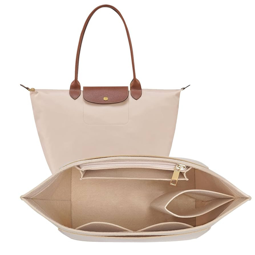 Felt Purse Organizer Insert for Longchamp Le Pliage L Handbag Insert (Large, Beige) | Amazon (US)