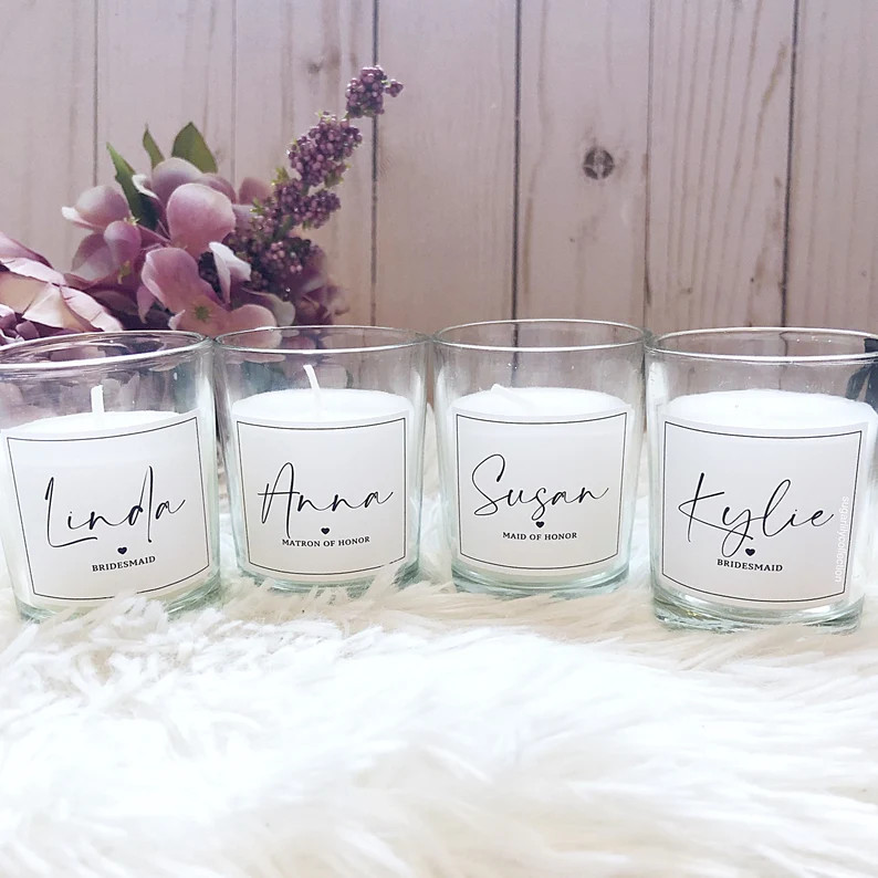 Unscented Candles, Personalized Candles, Bridesmaid Favors, Gifts, Stocking Stuffer (Style 1) | Etsy (US)