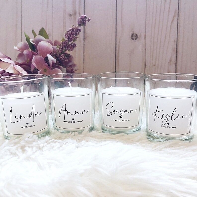 Unscented Candles, Personalized Candles, Bridesmaid Favors, Gifts, Stocking Stuffer (Style 1) | Etsy (US)