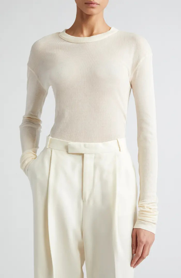 Semisheer Cotton Rib Jersey Top | Nordstrom