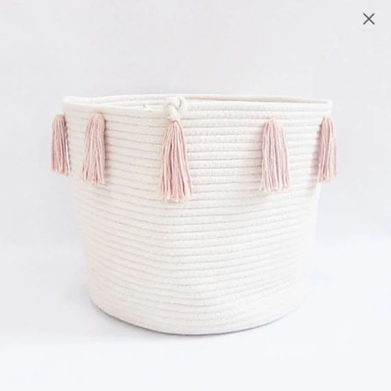 Storage Tassel Basket  Baby Nursery  Rope Basket  Blush | Etsy Canada | Etsy (CAD)