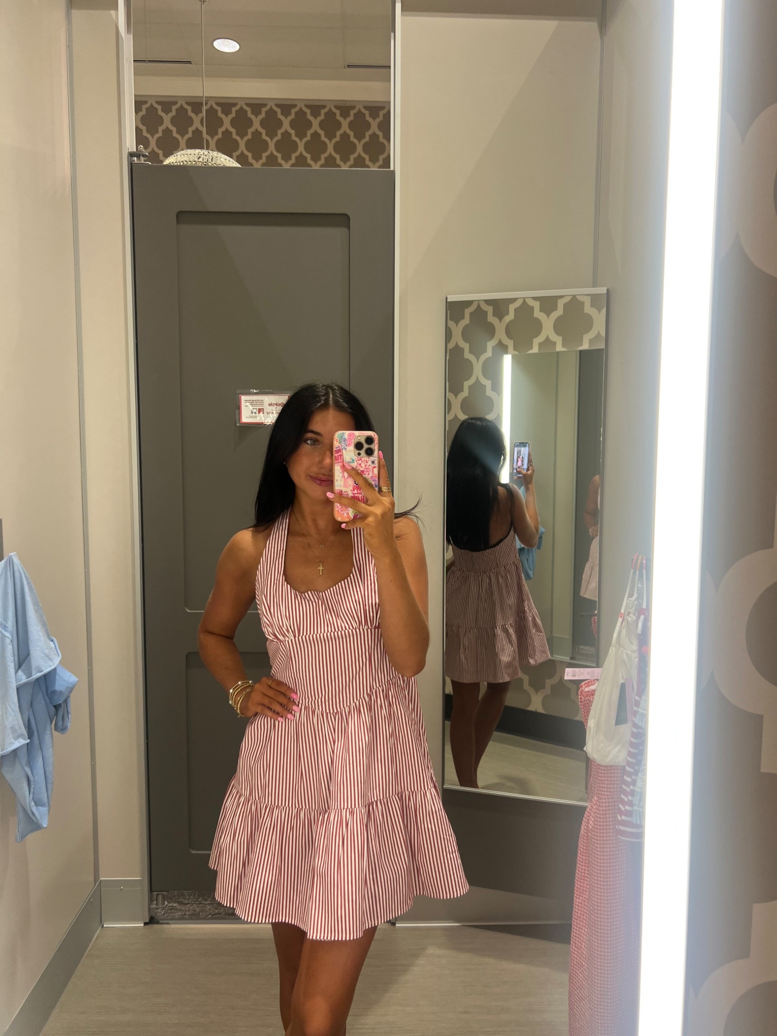 Obsessed with this dress. I am wearing a size medium because they didn’t have XS but I already ordered the XS online!!! She is a little big so so perfect❤️🤍

#LTKFindsUnder50 #LTKSeasonal #LTKU