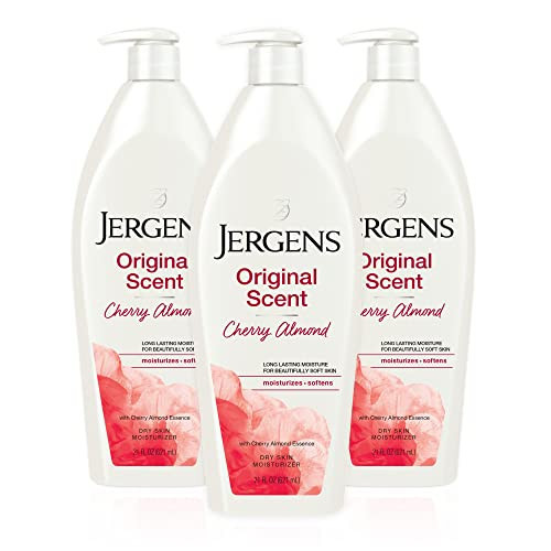 Jergens Original Scent Dry Skin Body Lotion, Hand and Body Moisturizer, Cherry Almond Essence, Dermatologist Tested, 21 Oz, Pack of 3 | Amazon (US)