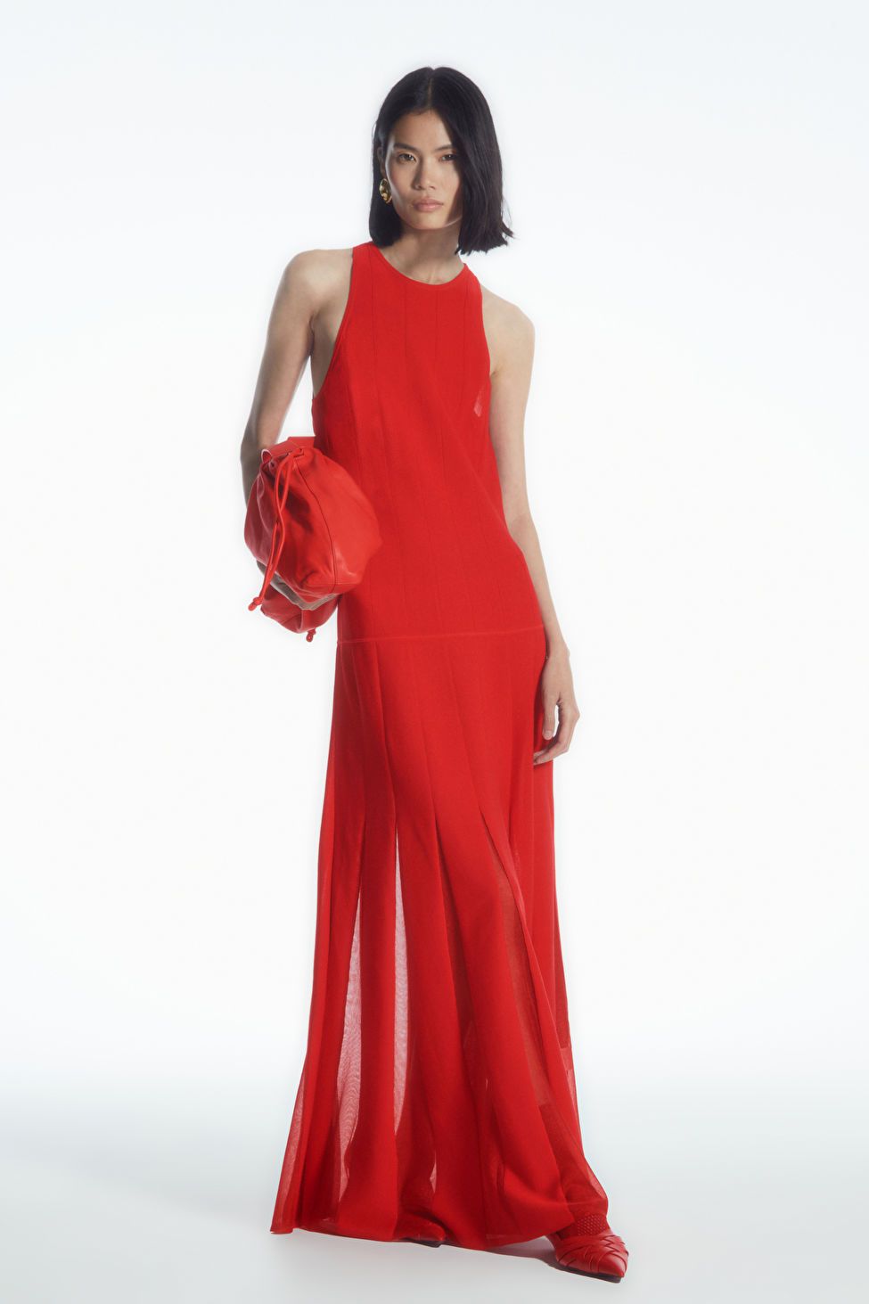 PLEATED RACER-NECK MAXI DRESS - RED - Dresses - COS | COS (US)