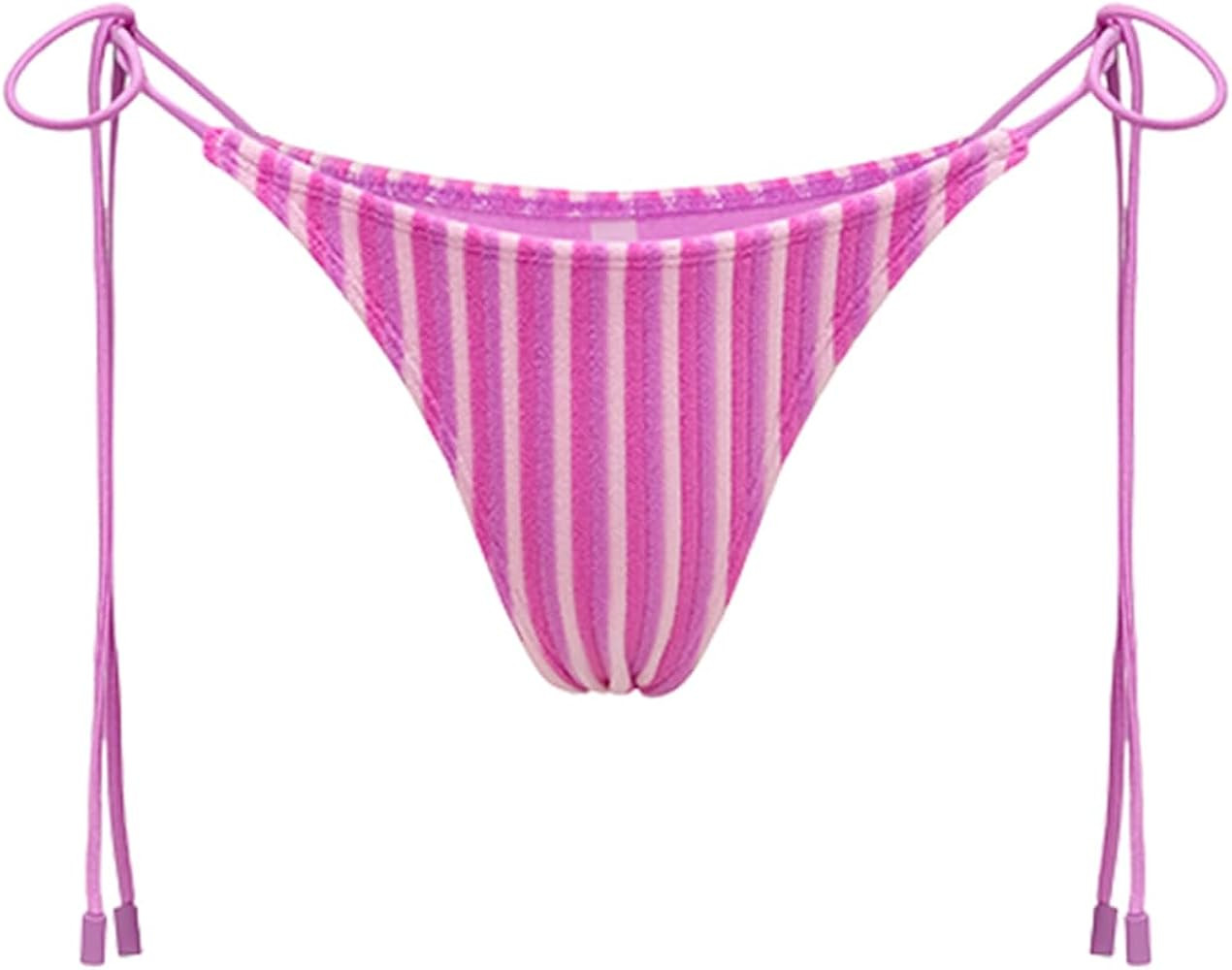 Women's String Bikini Bottoms Sexy Tie Side Swimwear Low Rise Cheeky Bathing Suit Brief Only | Amazon (US)