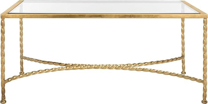 Safavieh American Homes Collection Matilda Gold Leaf Glass Couture Coffee Table | Amazon (US)