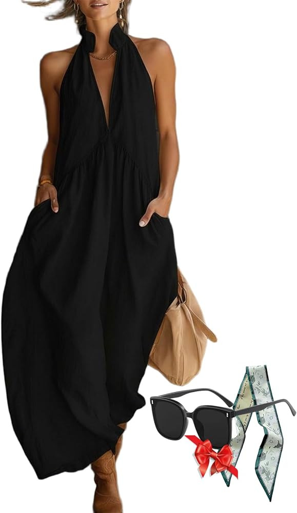 \u3010Seamless Day-to-Night Versatility\u3011: Boasting a minimalist halter neck and discreet sid... | Amazon (US)