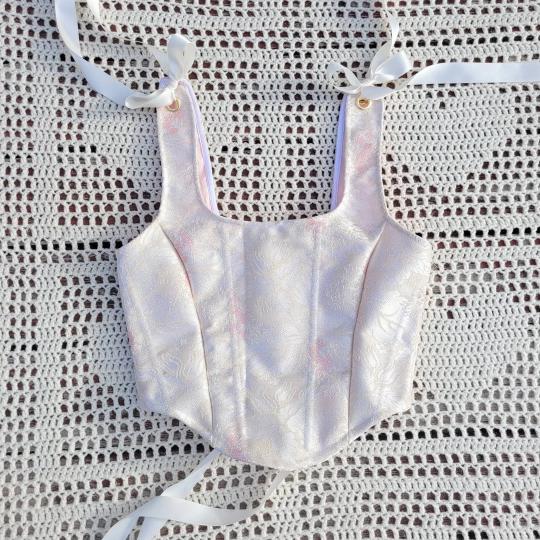 Cream Brocade M/L Corset - Etsy | Etsy (US)