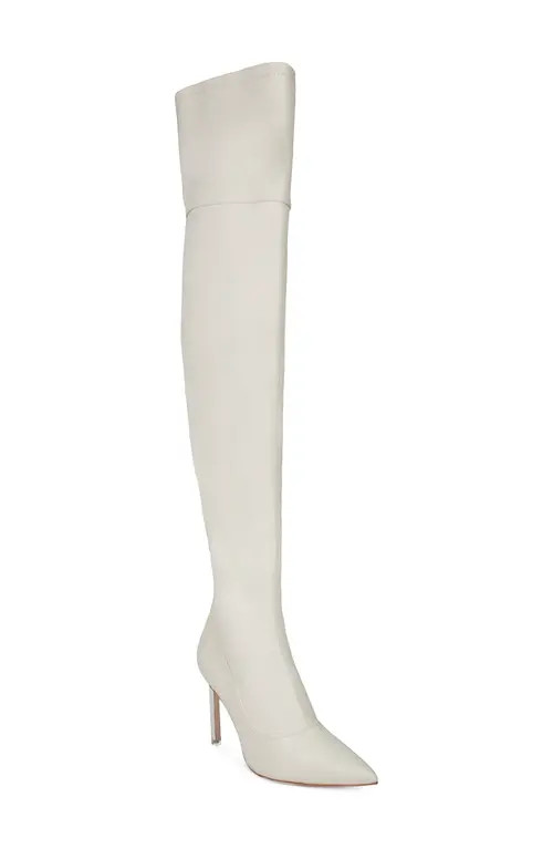 BLACK SUEDE STUDIO Tiana Over the Knee Boot in Cream at Nordstrom, Size 8Us | Nordstrom