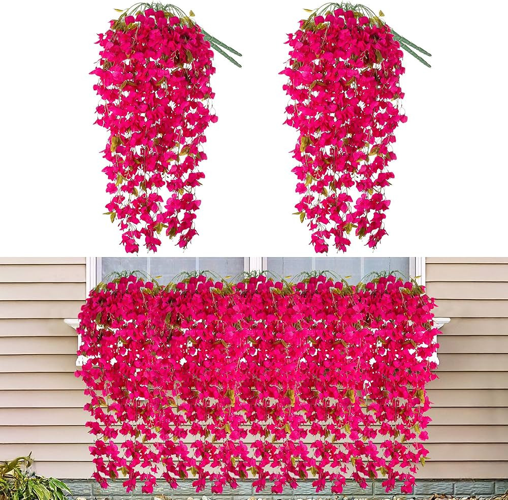 2 PCS Artificial Bougainvillea Bouquet Flowers,49 inches Triangle Plum Blooming Silk Bouquet for ... | Amazon (US)