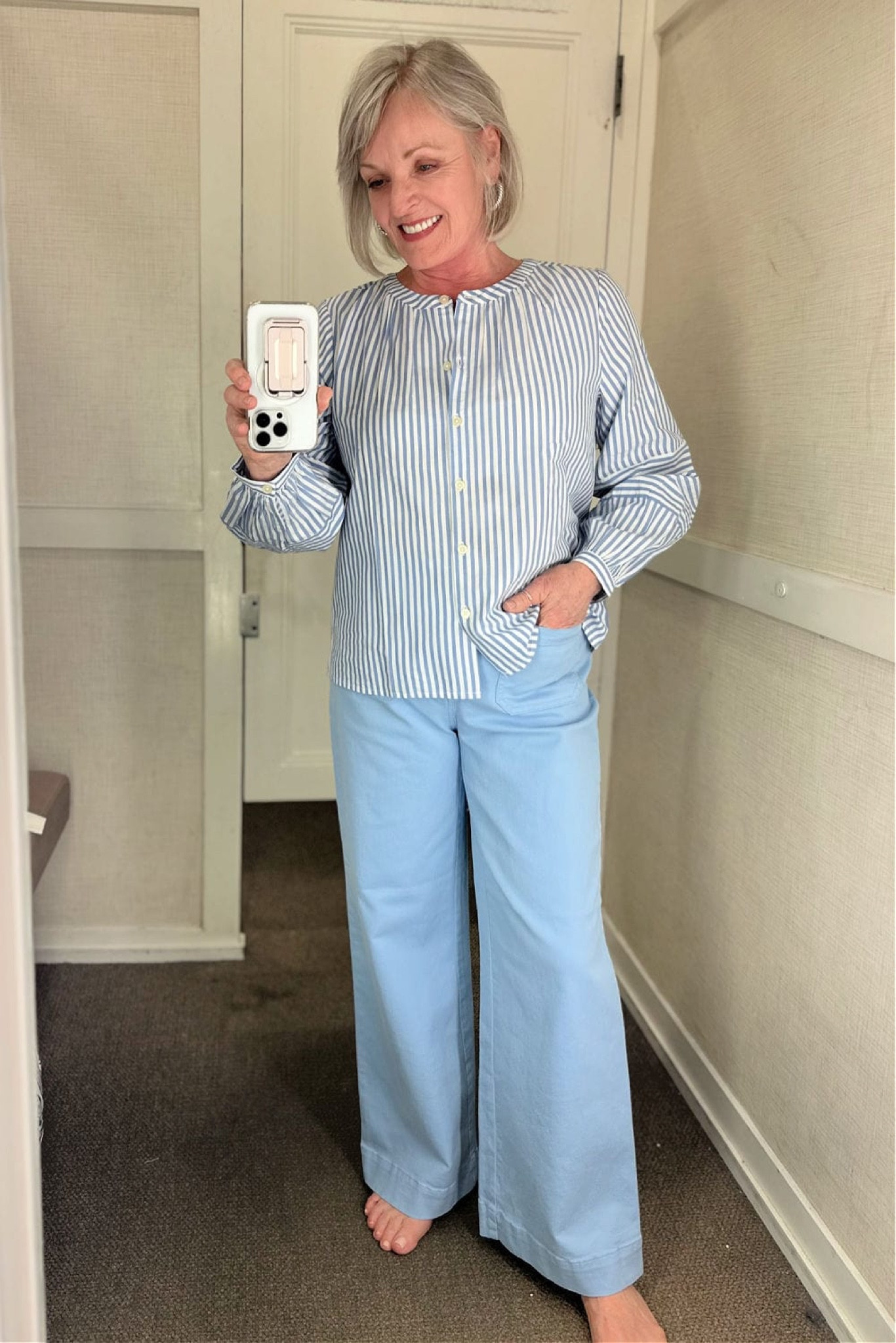 Loft striped post blouse size S, Palmer wide leg pants size 8P

#LTKSeasonal #LTKstyletip #LTKworkwear