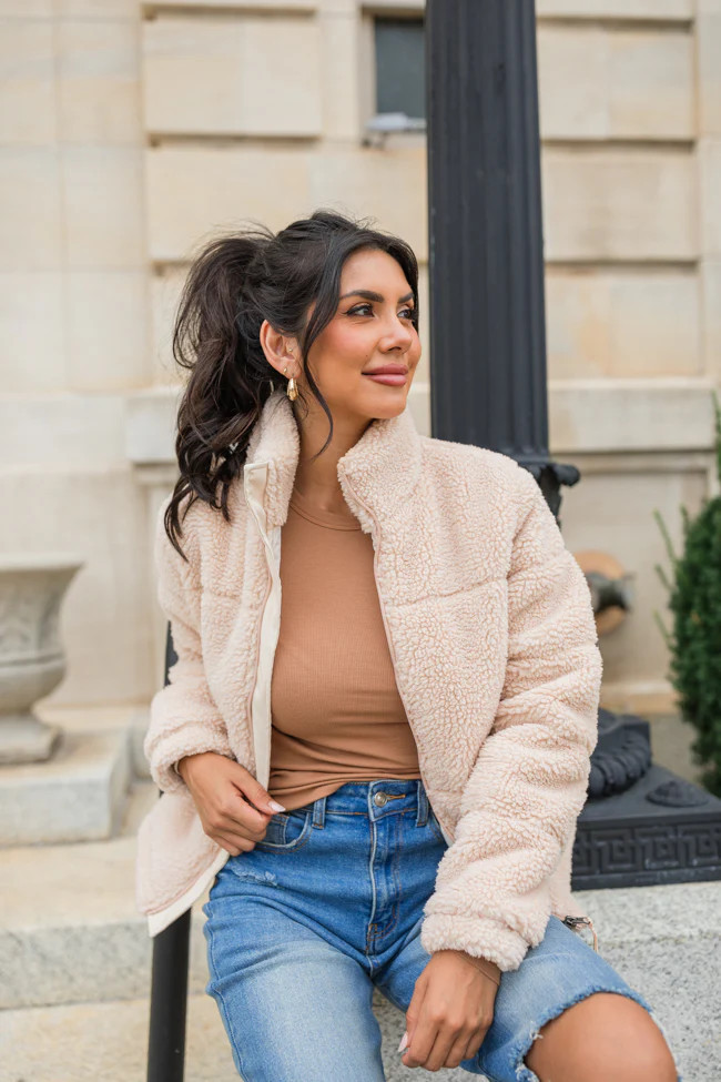 High Road Beige Sherpa Puffer Jacket FINAL SALE | Pink Lily