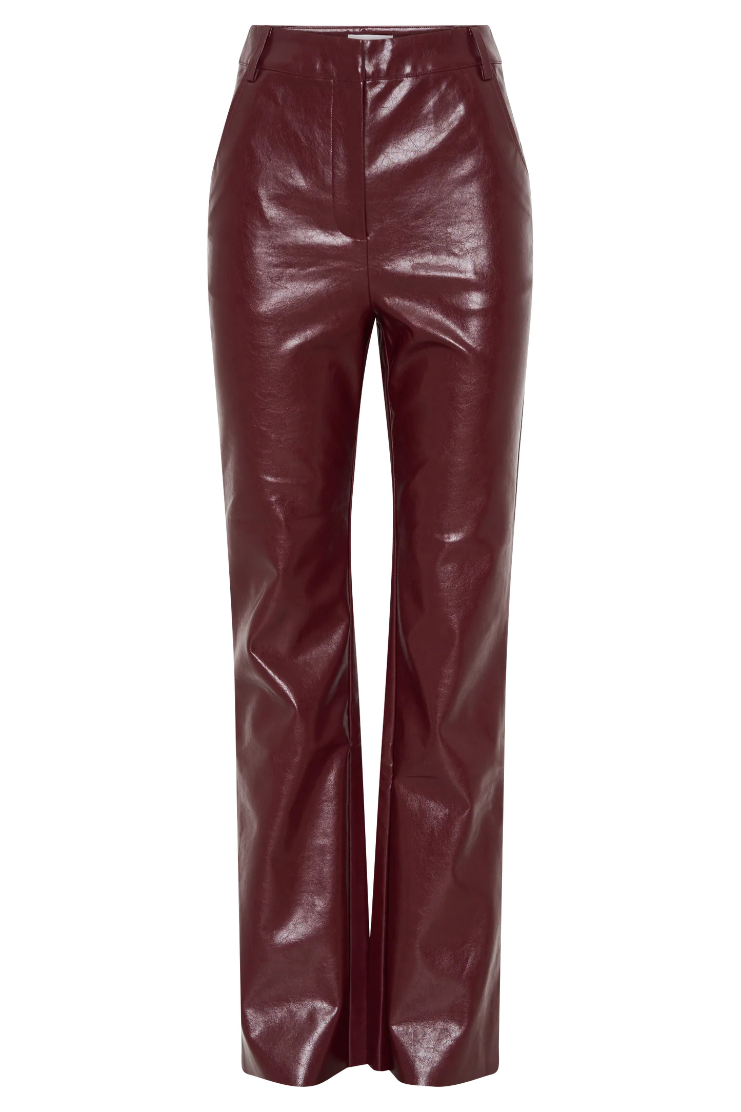 Tyra Straight Leg Faux Leather Pants - Cherry Red | MESHKI US