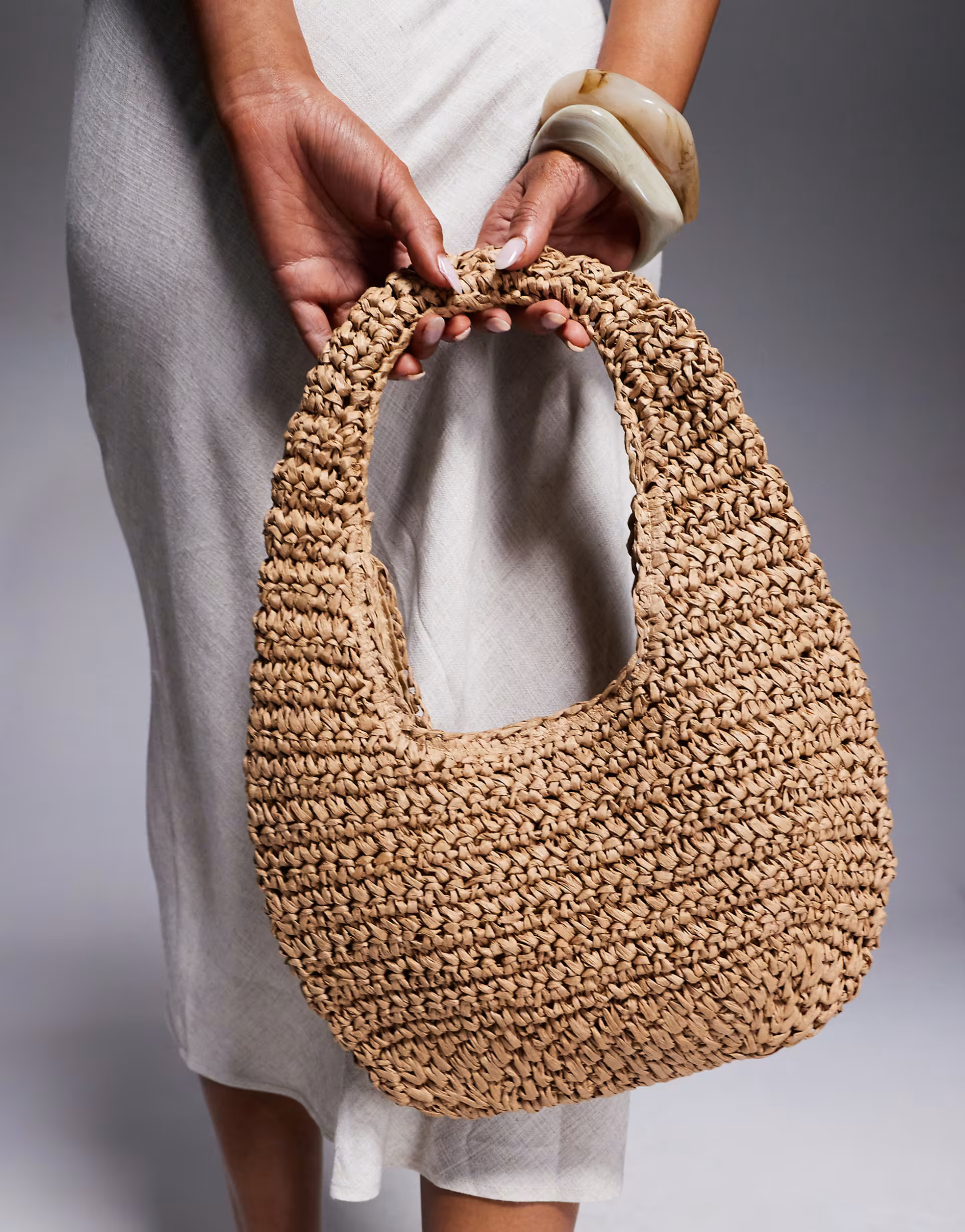 South Beach straw grab bag in beige | ASOS (Global)
