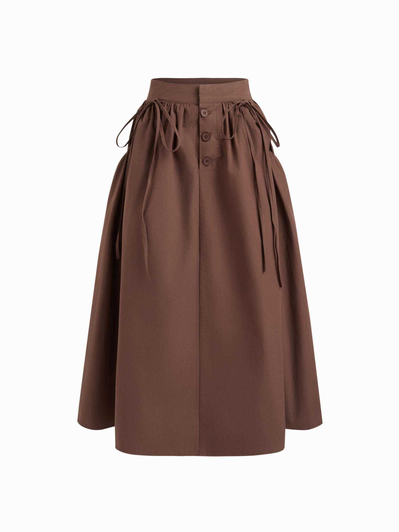 100% Cotton Mid Rise Bowknot Maxi Skirt | Cider