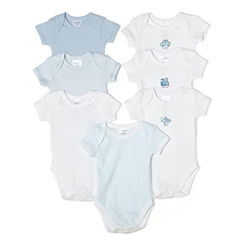 Spasilk Boys’ Baby Newborn Short Sleeve Lap Shoulder Bodysuits, 7 Pack, 3-9 Months - Blue Bodysuits | Amazon (US)