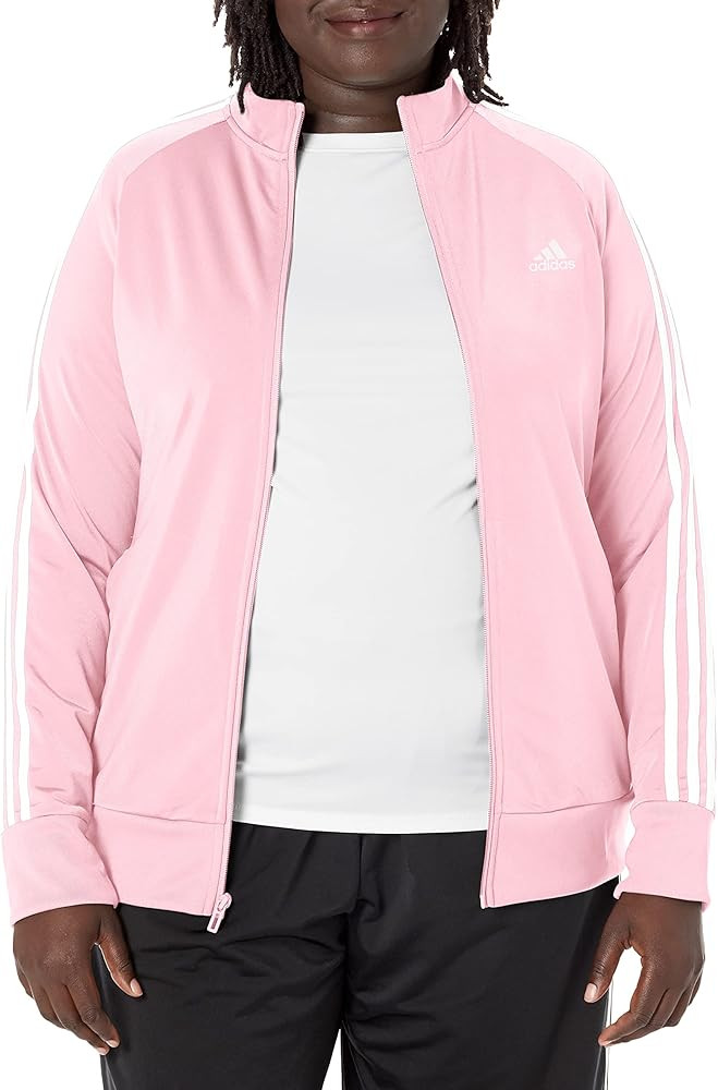 adidas Women's Plus Size Essentials Warm-up Slim 3-Stripes Track Top | Amazon (US)