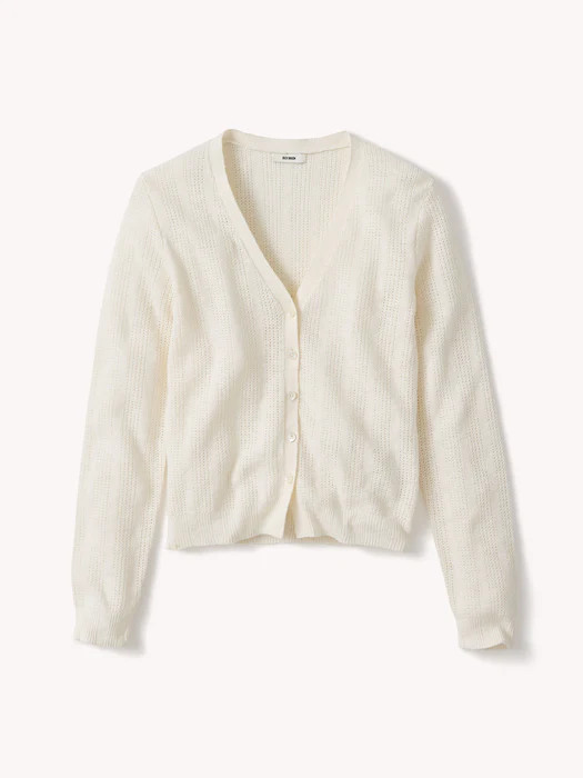 Soft White Seacoast Linen Jacquard Cardigan | Buck Mason | Buck Mason