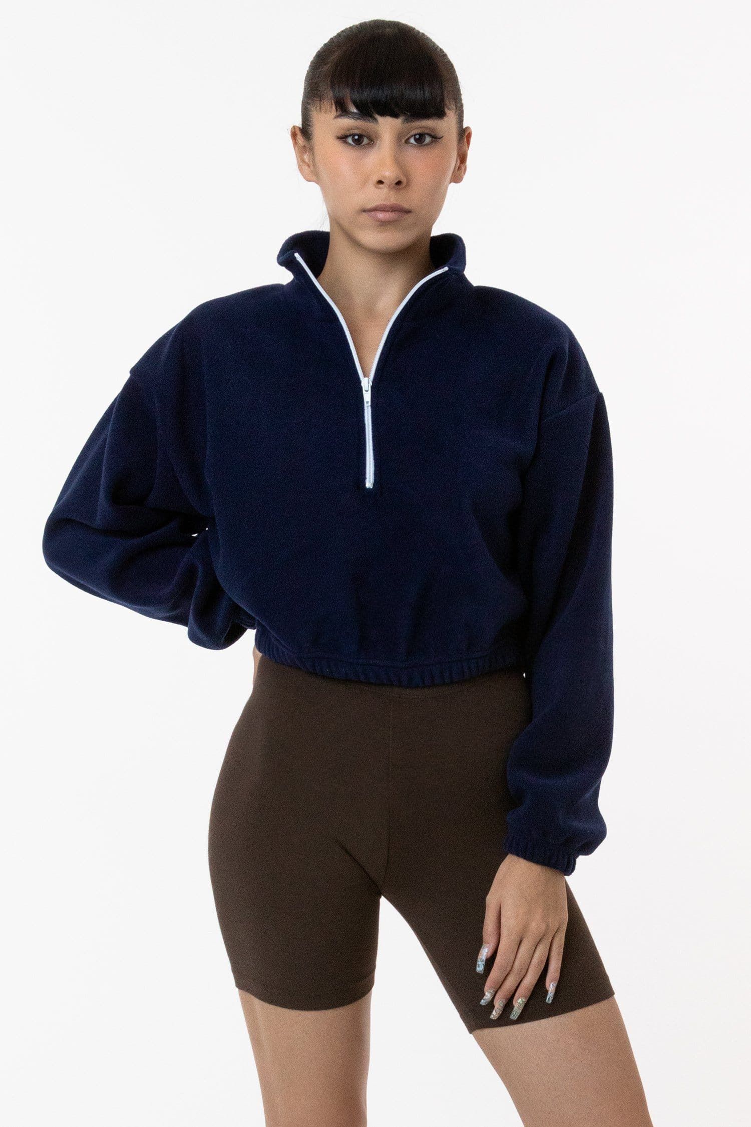 PF306 - Cropped Polar Fleece Half Zip Pullover | Los Angeles Apparel