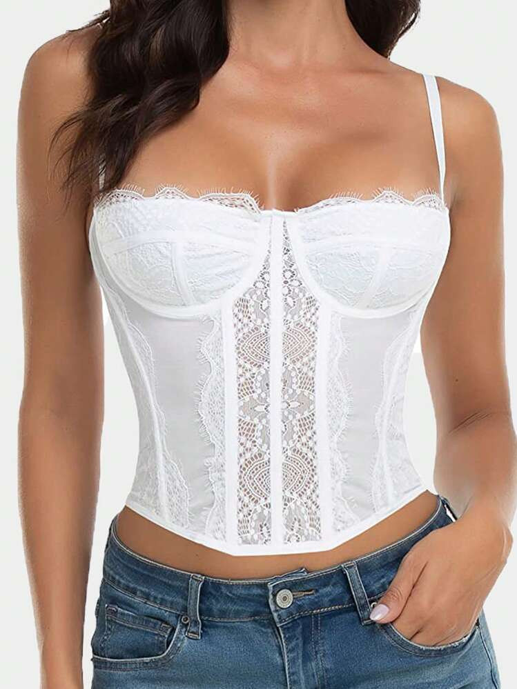 1pc Lace Bustier Corset Tops For Women Sexy Going Out Party Club Top With Buckle | SHEIN