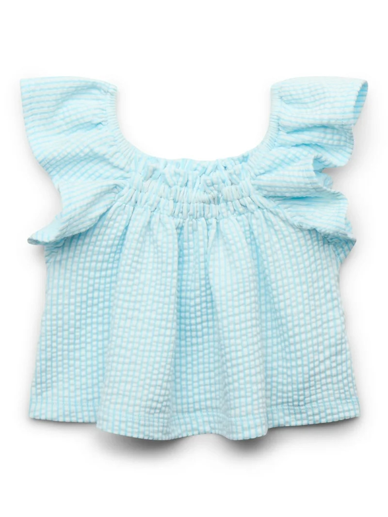 Garanimals Baby Girl Seersucker Flutter Ruffle Top, Sizes 0-24 Months | Walmart (US)