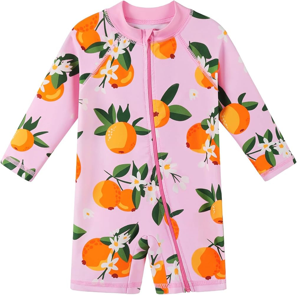HUAANIUE Baby/Toddler Girls Long Sleeve Zipper Closure Swimsuit One Piece Swimwear with UPF50+ Su... | Amazon (US)