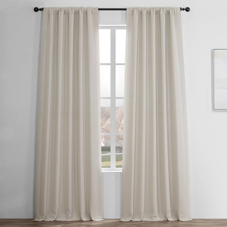 HPD Half Price Drapes Faux Linen Textured Room Darkening Curtains for Bedroom 120 Inches Long (1 ... | Amazon (US)