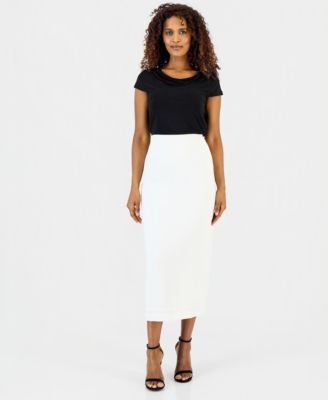 Kasper Women's Stretch Crepe Column Midi Skirt - Vanilla Ice | Macy's