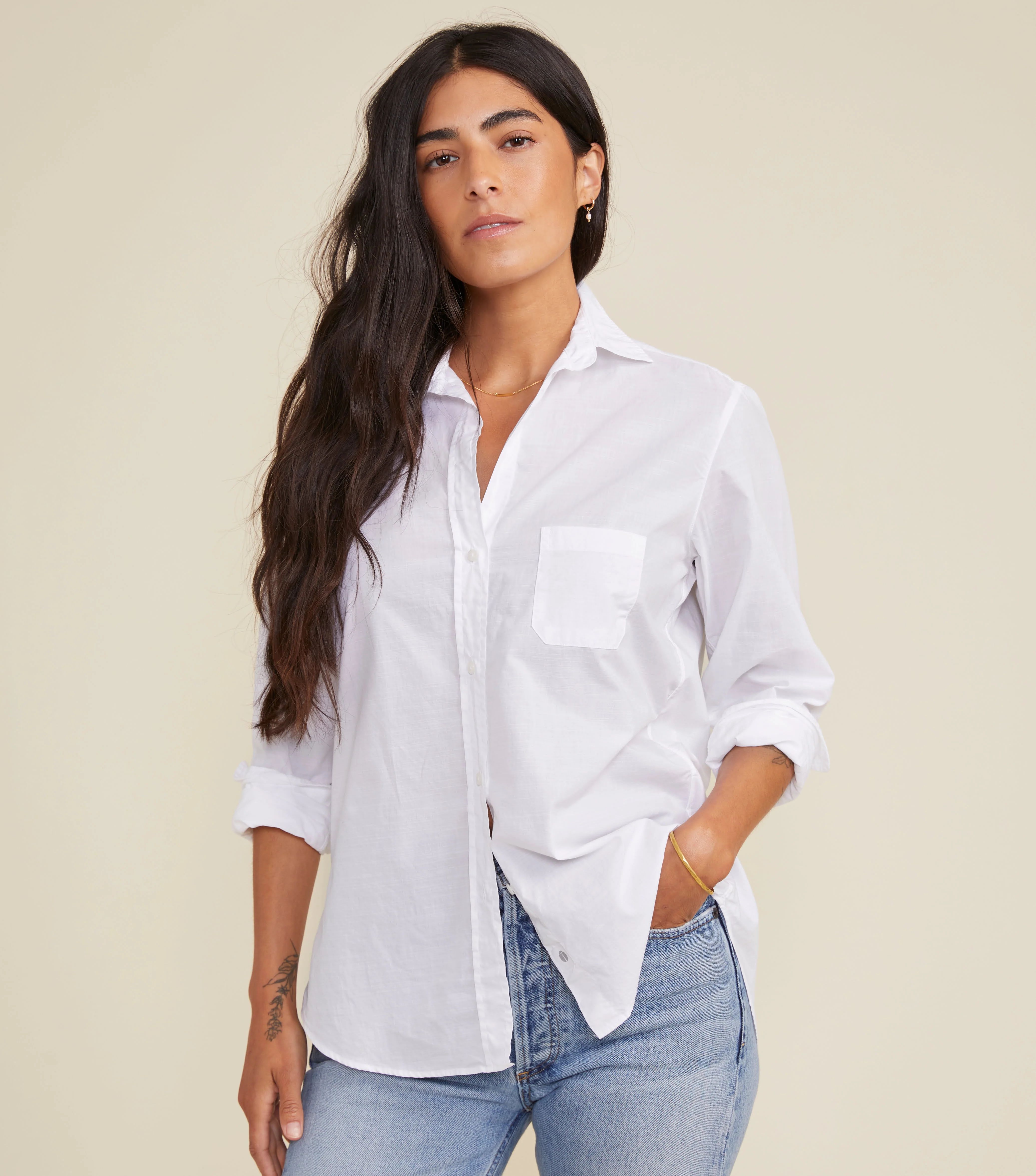 The Hero Button-Up Shirt Classic White, Washed Cotton | Grayson