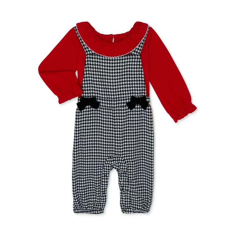 Wonder Nation Baby Girl Holiday Jumpsuit Outfit Set, 2 Pieces, Sizes 0/3-24 Months | Walmart (US)