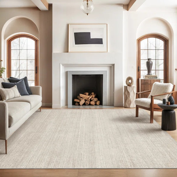 Vintage Striped Non Slip Washable Area Rug(Beige) | Wayfair North America