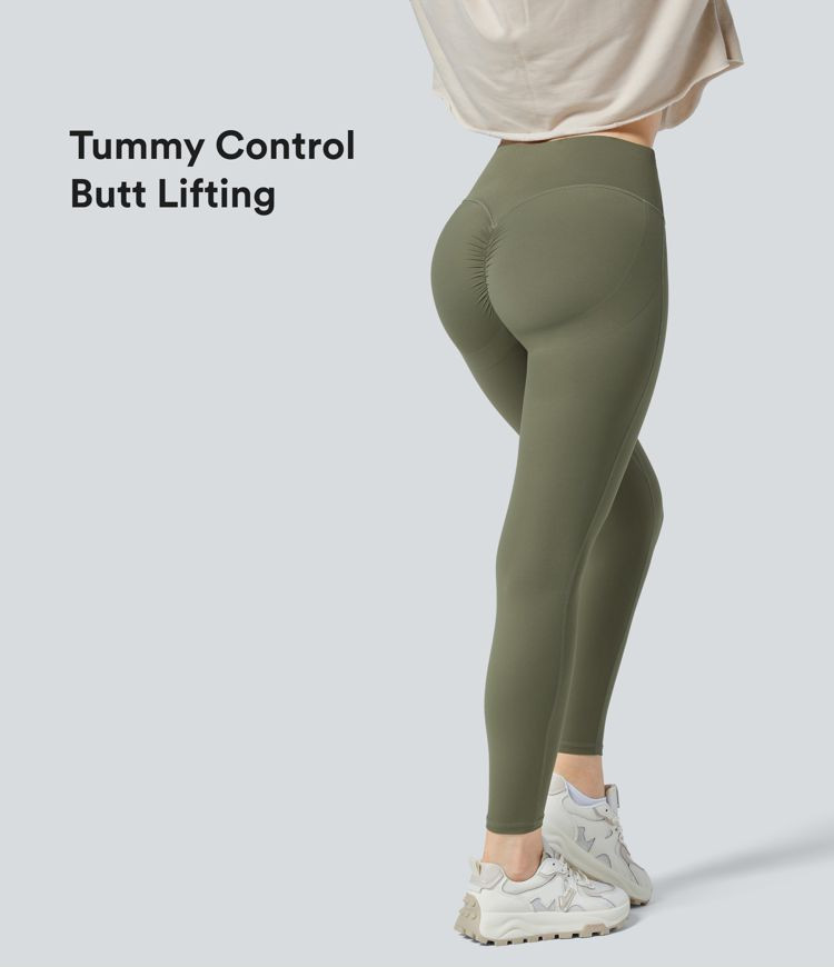 Women’s UltraSculpt High Waisted Ruched Tummy Control Butt Lifting Yoga 7/8 Leggings - Halara | HALARA