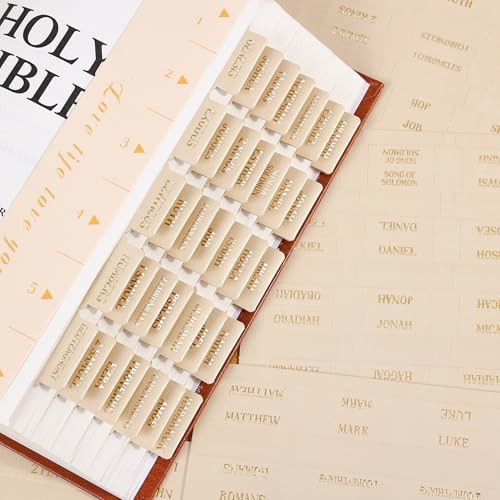 Leather Bible Tabs, Bible Tabs for Women and Men(Gold Foil Lettering) Large Print Stickers, Easy to Read and Apply, 66 Chapters & 14 Blank DIY Labels for Easy Navigation, Christian Accessories(Beige) | Amazon (US)