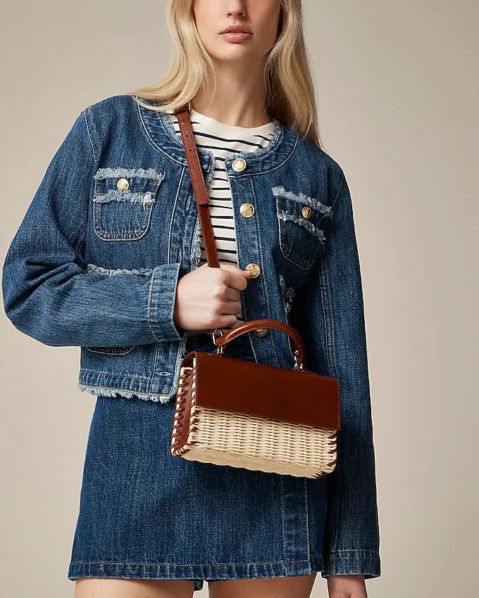 Small wicker and leather bag | J.Crew US