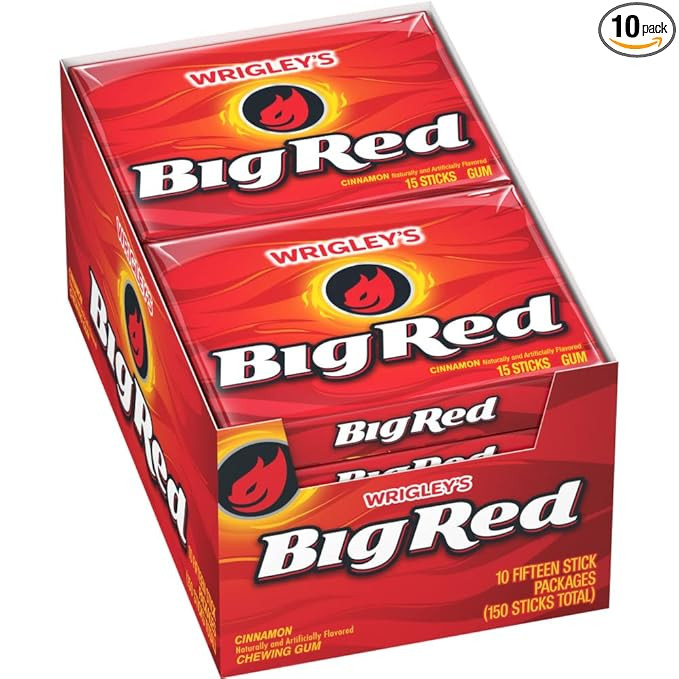 BIG RED WRIGLEY'S Cinnamon Chewing Gum Bulk Pack, 15 Stick (Pack of 10) | Amazon (US)