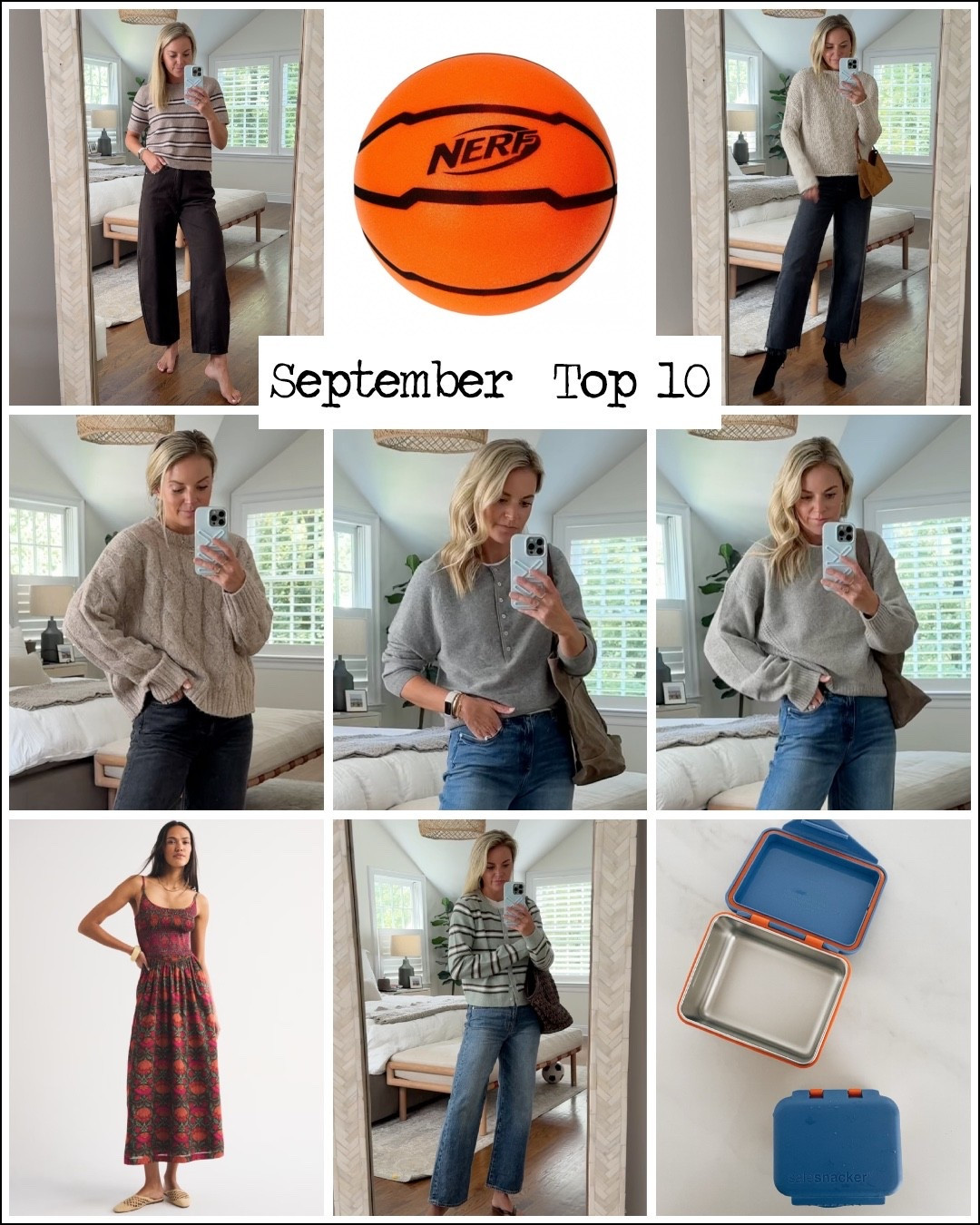 September top 10 follower favorites 
1. Target chocolate brown jeans under $40-i size up 1 to a 4
2. Silent basketball 
3. Agolde black raw hem jeans fit tts/26R
4. Quince Cable knit sweater identical to my JK one- I sized up 1 to a medium 
5. Zara ribbed cardigan under $50 - size small 
6. Grey cashmere Henley - size small 
7. Pistola medium wash ankle jeans - 26R/tts (code STYLEDSNAPSHOTS)
8. Quince Alpaca sweater - sized up 1 to a medium 
9. Abercrombie Maxi dress
10. Snack containers - we use the small + medium the most

#LTKootd #LTKmomlife #LTKKids
