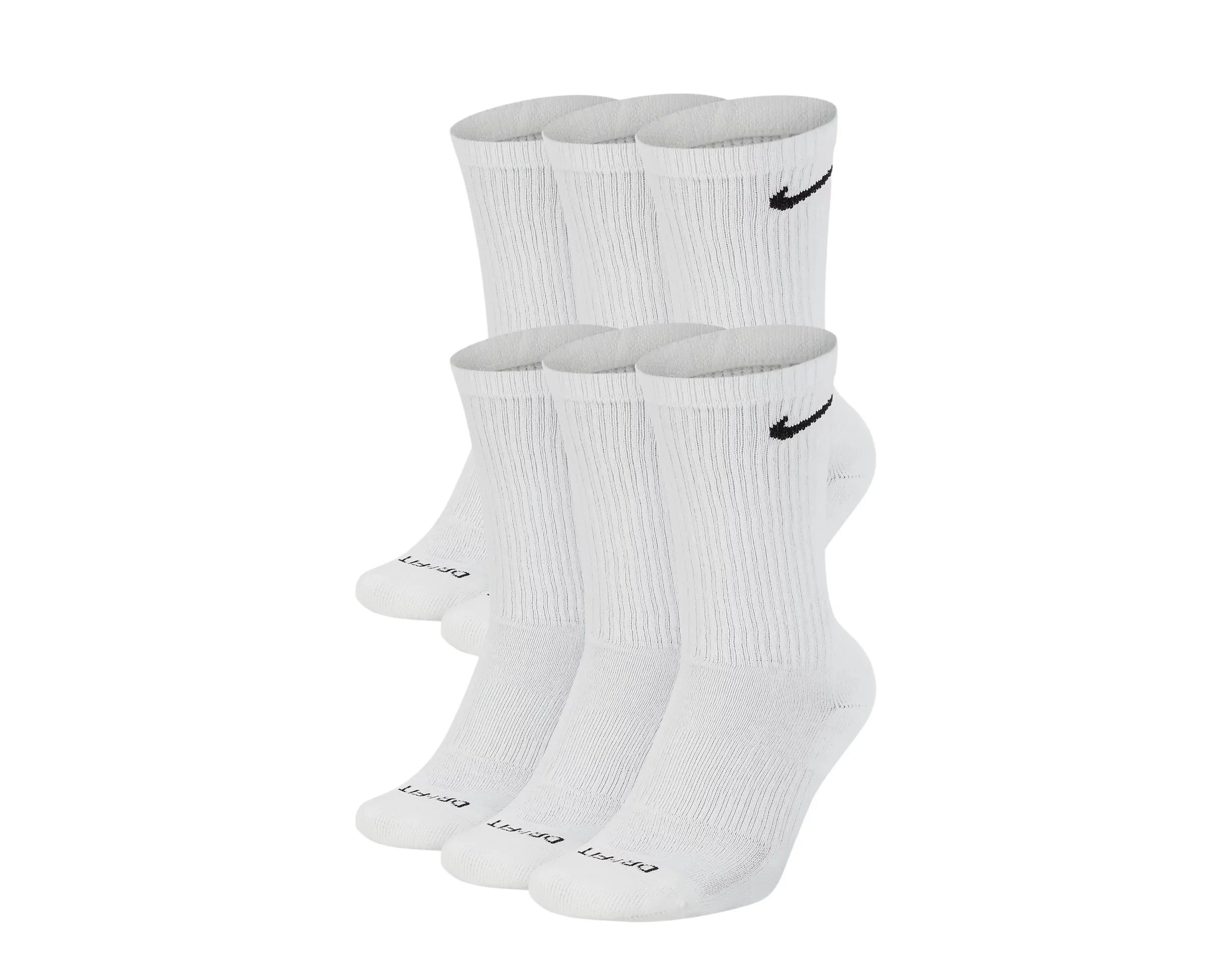 Nike Everyday Plus Cushion Crew White/Black Socks - 6 Pair Pack SX6897-100 | Walmart (US)