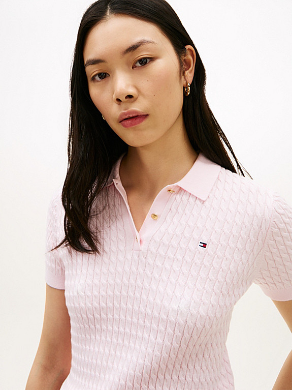 Cable Knit Short Sleeve Polo Jumper | Tommy Hilfiger UK