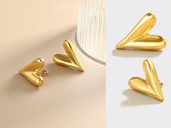 Follome Chunky Gold Earrings for Women 18K Gold Lightweight Thick Hoop Earrings for Girls Stateme... | Amazon (US)