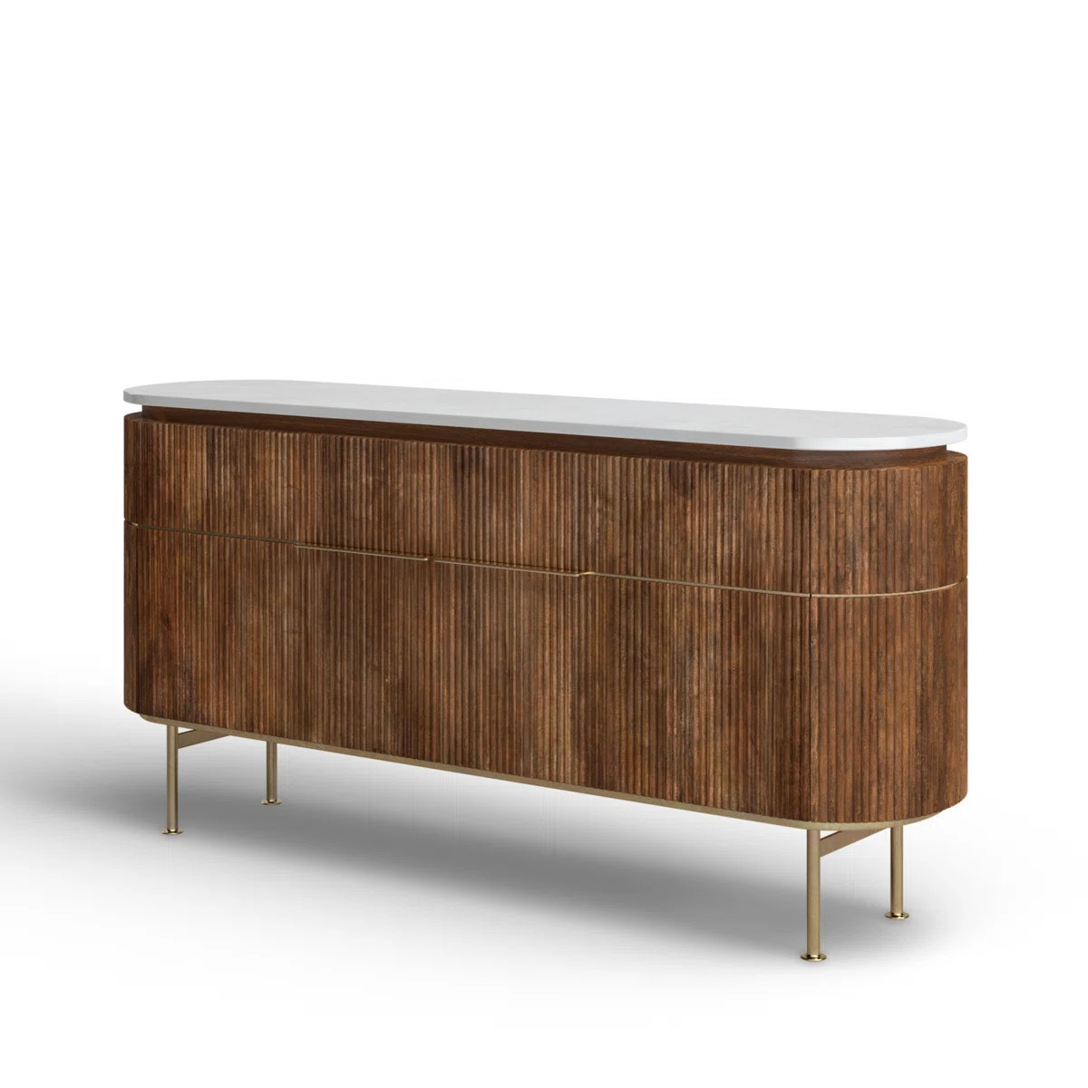 Marty Mango Wood and Marble TV Cabinet with Two Doors and Shelves, Natural | Wayfair North America