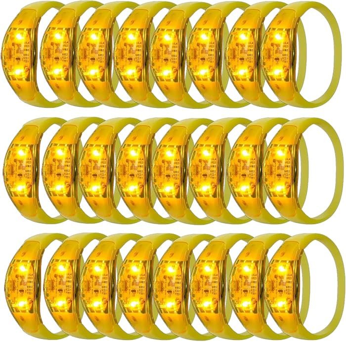 24 Pcs LED Glow Bracelets Sound Activated Led Flashing Bracelet Music Control Light Up Bracelets,... | Amazon (US)