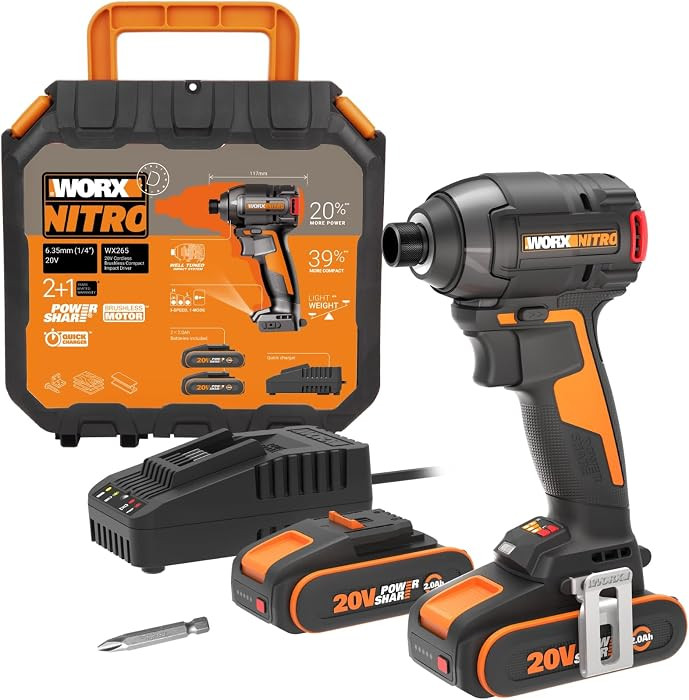 WORX Nitro Akku Schlagschrauber 20V WX265 - leistungsstarker Brushless Motor - 3 Geschwindigkeits... | Amazon (DE)