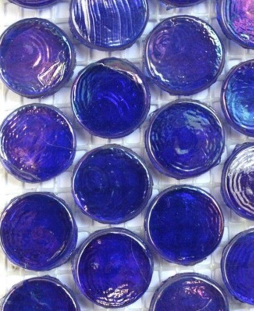 Mosaic Tiles/ Deep Blue Iridized Glass Penny Rounds 18mm25count//glass Tiles //mosaic Tiles//mosa... | Etsy (US)