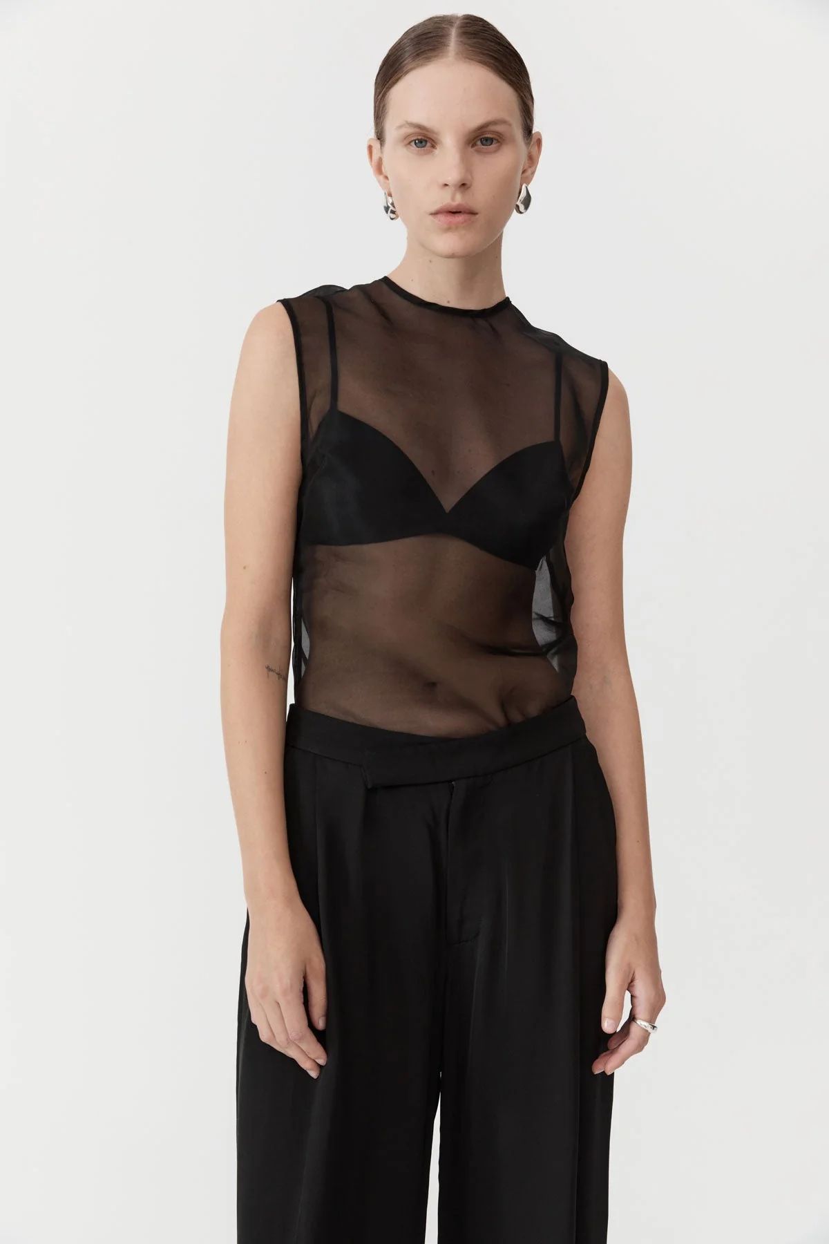 Sheer Organza Top - Black | St. Agni